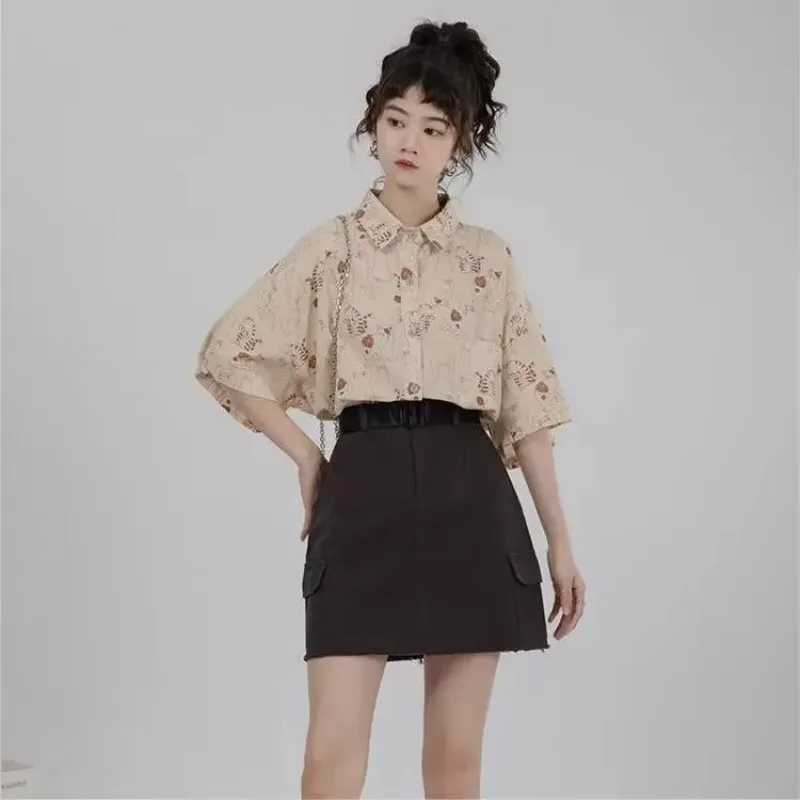 Korean Lifestyle Student - シャツ女性コーデュロイパッチポケットシャツドレッシーカジュアル音楽バーレトロスタイルブラウス大学生若々しい日常生活
