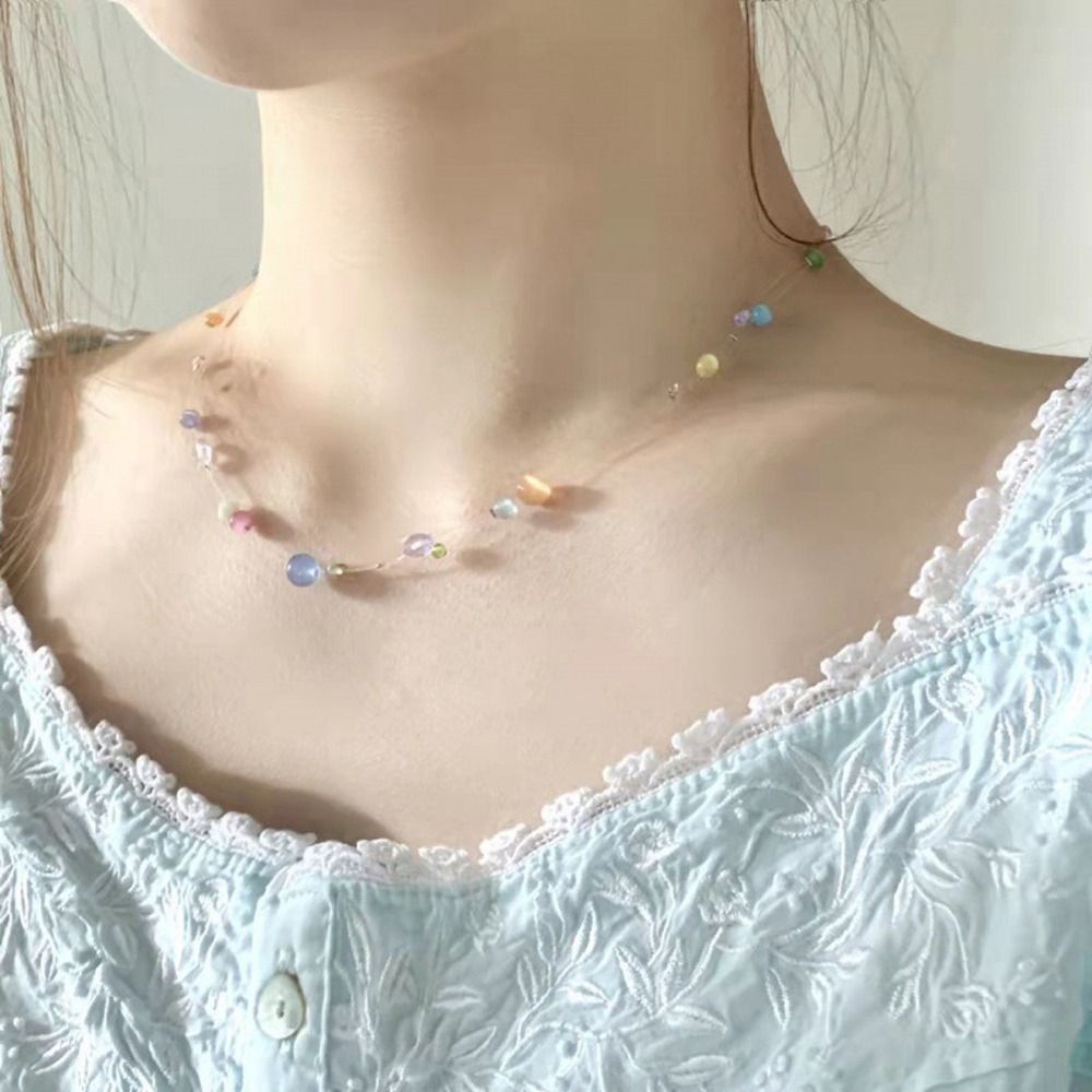 Korean Girls Lifestyle - スイートアロイ韓国風ネックレス樹脂カラフルビーズY2kネックレス美学ガールチョーカー日常生活