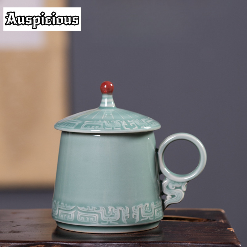395 ミリリットル龍泉青磁ブロンズパターンコーヒーマグ古代 - Celadon Ceramic Cup のレビューと価格
