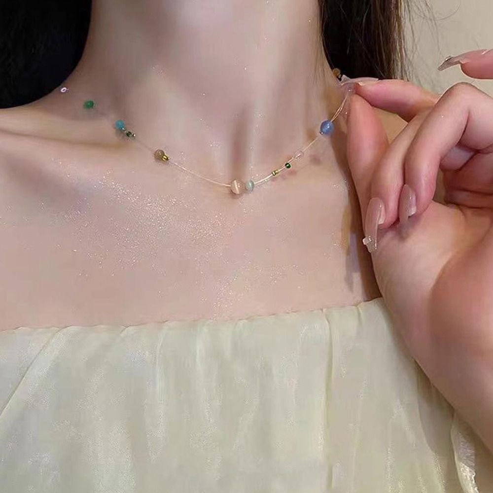 トレンディな合金韓国風ネックレス樹脂美学Y2kネックレスカラ - Korean Girls Lifestyle のレビューと価格