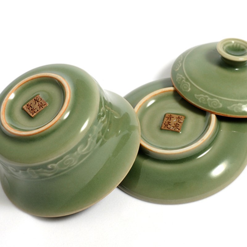 高品質の青磁製ガイワン、創造的な手作り彫刻入りセット、ガイワ - Celadon Ceramic Cup のレビューと価格