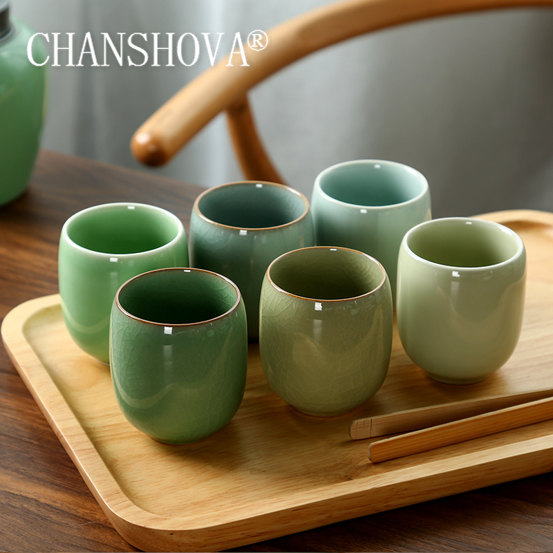Chanshova-磁器ティーカップセット、伝統的な中国風、 - Celadon Ceramic Cup のレビューと価格