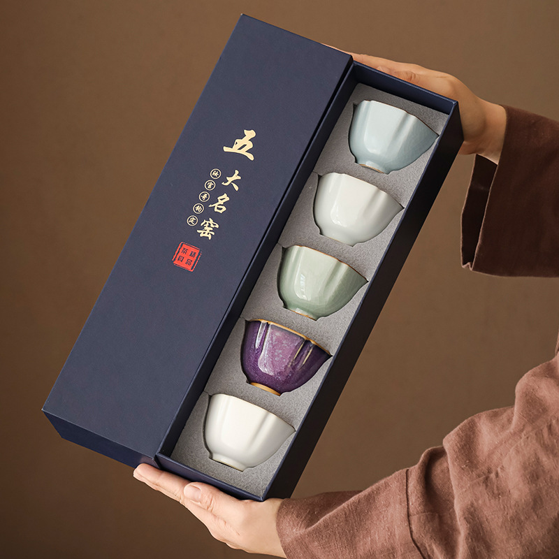 5 つの有名な窯 5 カップティーセットコンプリートセットア - Celadon Ceramic Cup のレビューと価格