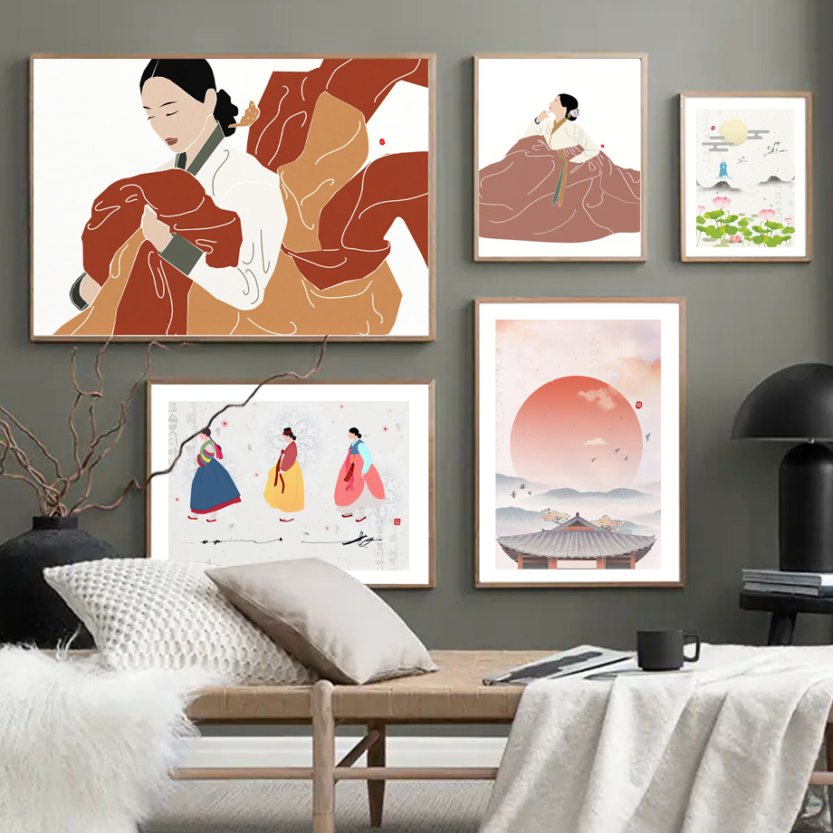 韓国スタイル自由奔放に生きる韓服少女アジアの壁アート美学プリ - Korean Arts And Lifestyle のレビューと価格