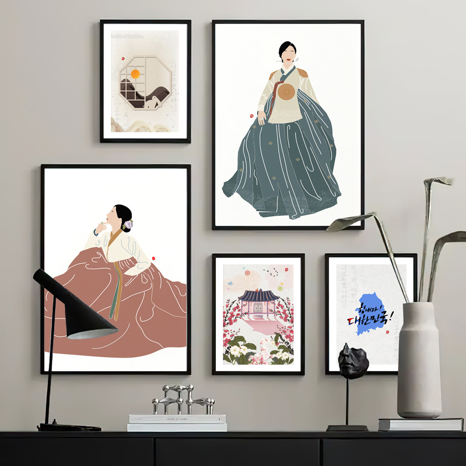 韓国スタイル自由奔放に生きる韓服少女アジアの壁アート美学プリ - Korean Arts And Lifestyle のレビューと価格